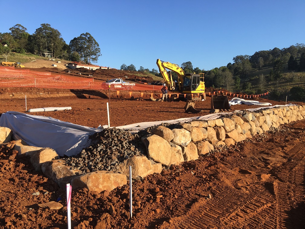 SEE Civil undertook soft and hard landscaping features including sandstone feature retaining walls 